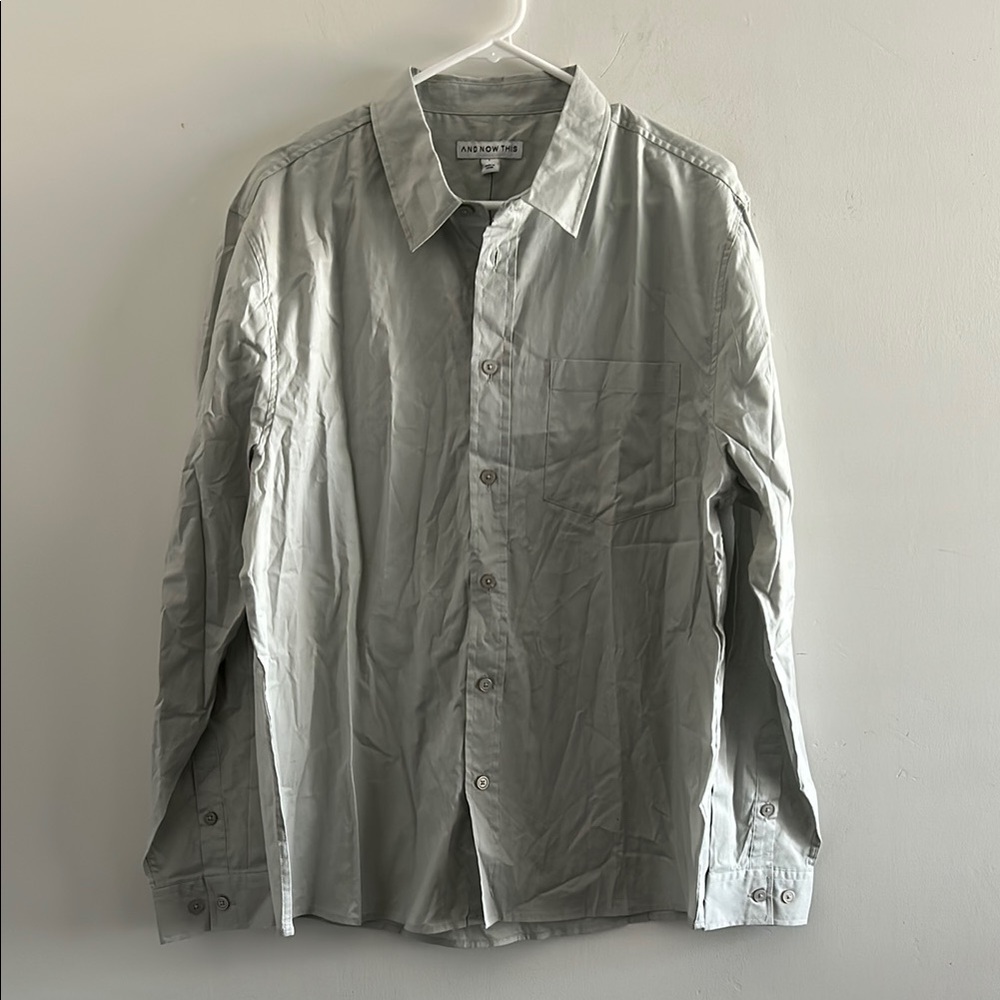 And Now This, Men’s Size Large Light Gray Button-Up Shirt